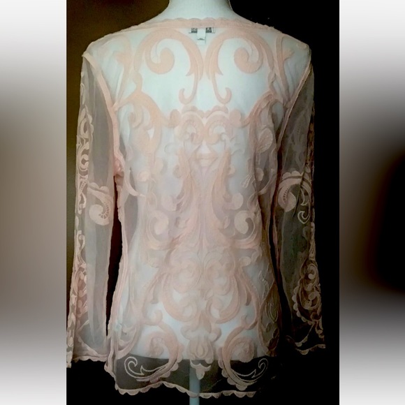 🌸EXPRESS🌸 EMBROIDERED FLORAL LACE MEASH LONG SLEEVE PULLOVER TUNIC TOP NWOT🩰 - Picture 11 of 16